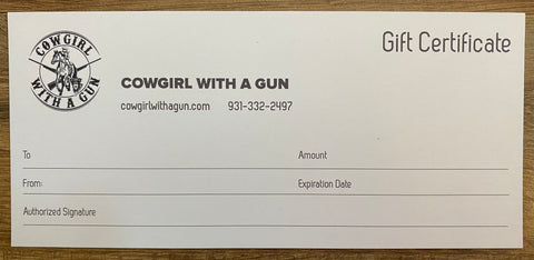 Gift Card Cowgirl with Gun