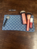 Checkered Denim Cosmetic Bag