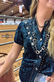 TEAL Vallejo Velvet Button Up